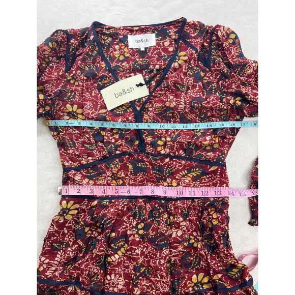 ba&sh NWT Gigi Long Sleeve Floral Midi Boho Smocked Floral Dress 1 / US 4 Small - Picture 13 of 14